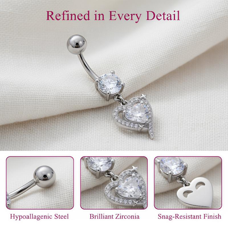 Body Jewelry Surgical Steel - 1개입 고급스러운 댕글 배꼽 링 수술용