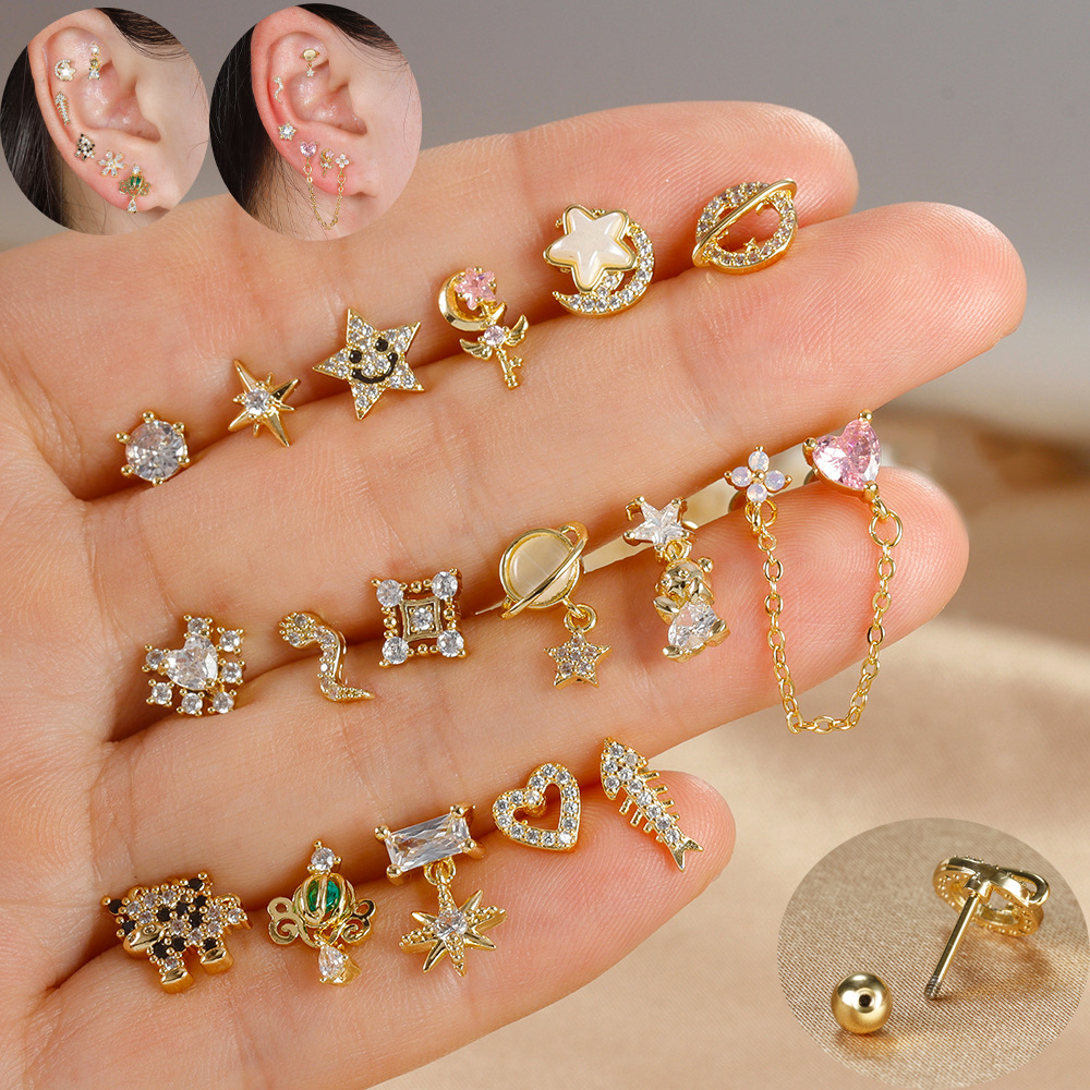 1pc 연골 귀 피어싱 귀걸이 스터드 여성용 외과 강철 - Body Jewelry Surgical Steel 리뷰 및 가격