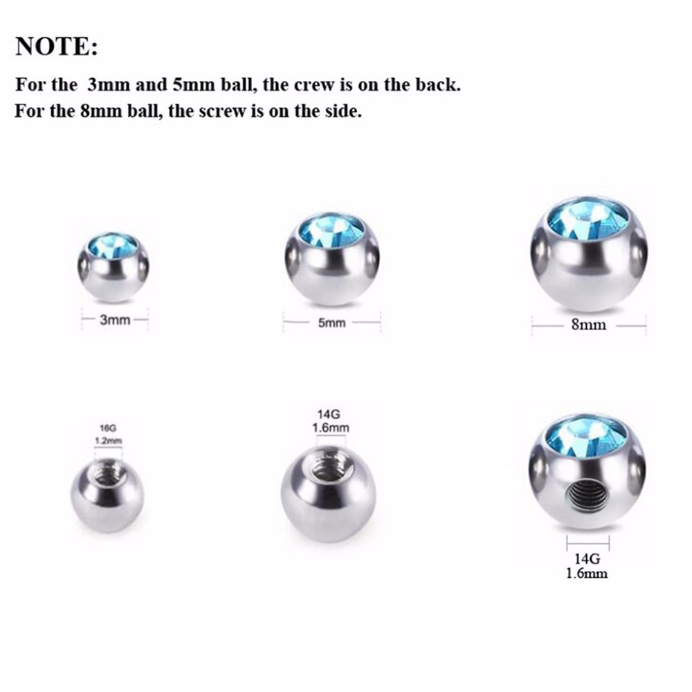 스테인리스 스틸 CZ 크리스탈 나사 구멍 교체 볼, 혀 - Body Jewelry Replacement Ball 리뷰 및 가격
