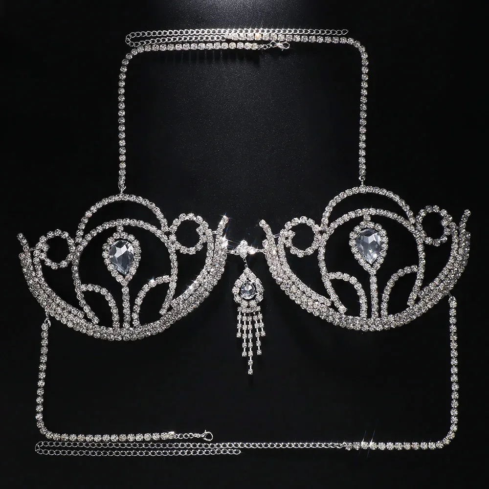 여성용 럭셔리 라인석 비키니 브라, 기하학적 물방울 하 - Body Jewelry Retainers 리뷰 및 가격