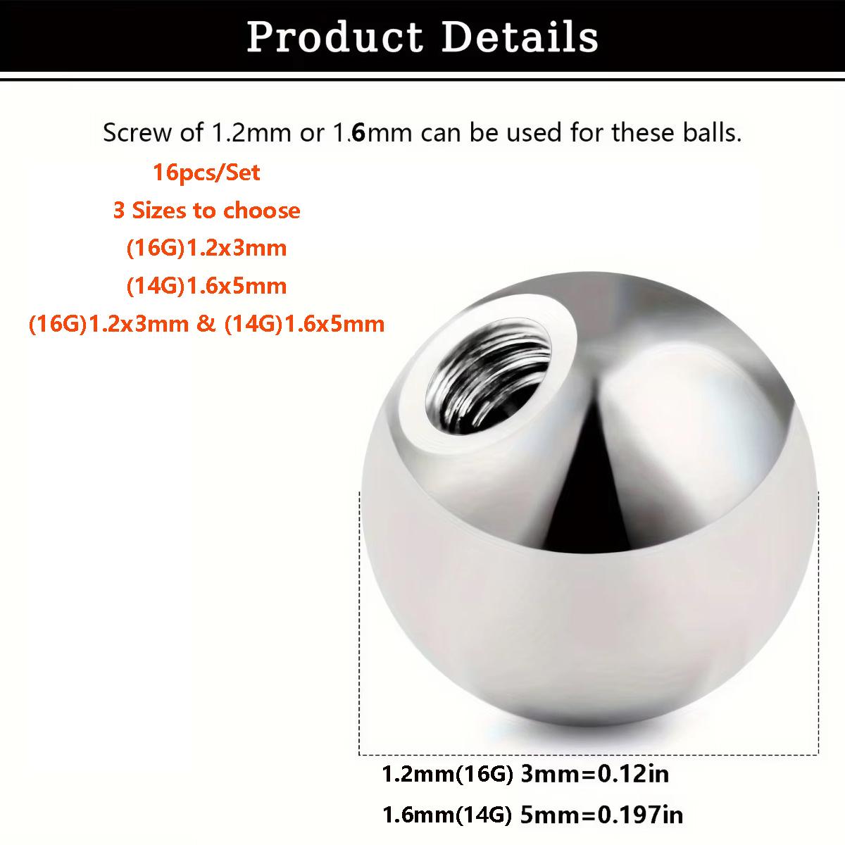 16개 혼합 색상 교체용 볼, 수술용 스틸 및 투명 아 - Body Jewelry Replacement Ball 리뷰 및 가격