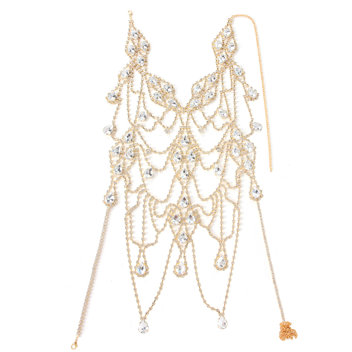 과장된 스타일의 여성용 라인스톤 바디 체인이 있는 패셔 - Body Jewelry Retainers 리뷰 및 가격