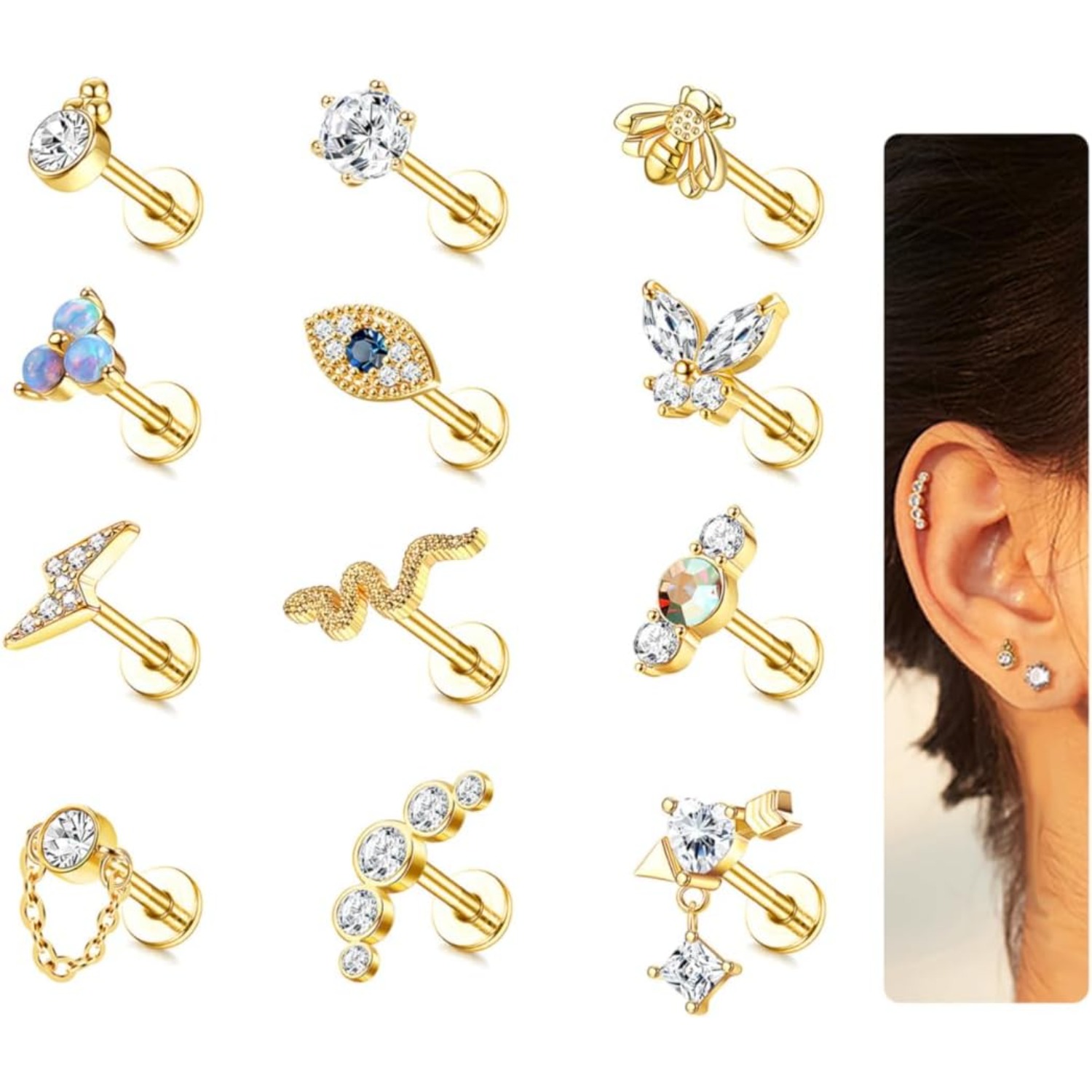 보비스티 여성용 연골 귀걸이 1개, 외과용 스틸 플랫  - Body Jewelry Surgical Steel 리뷰 및 가격