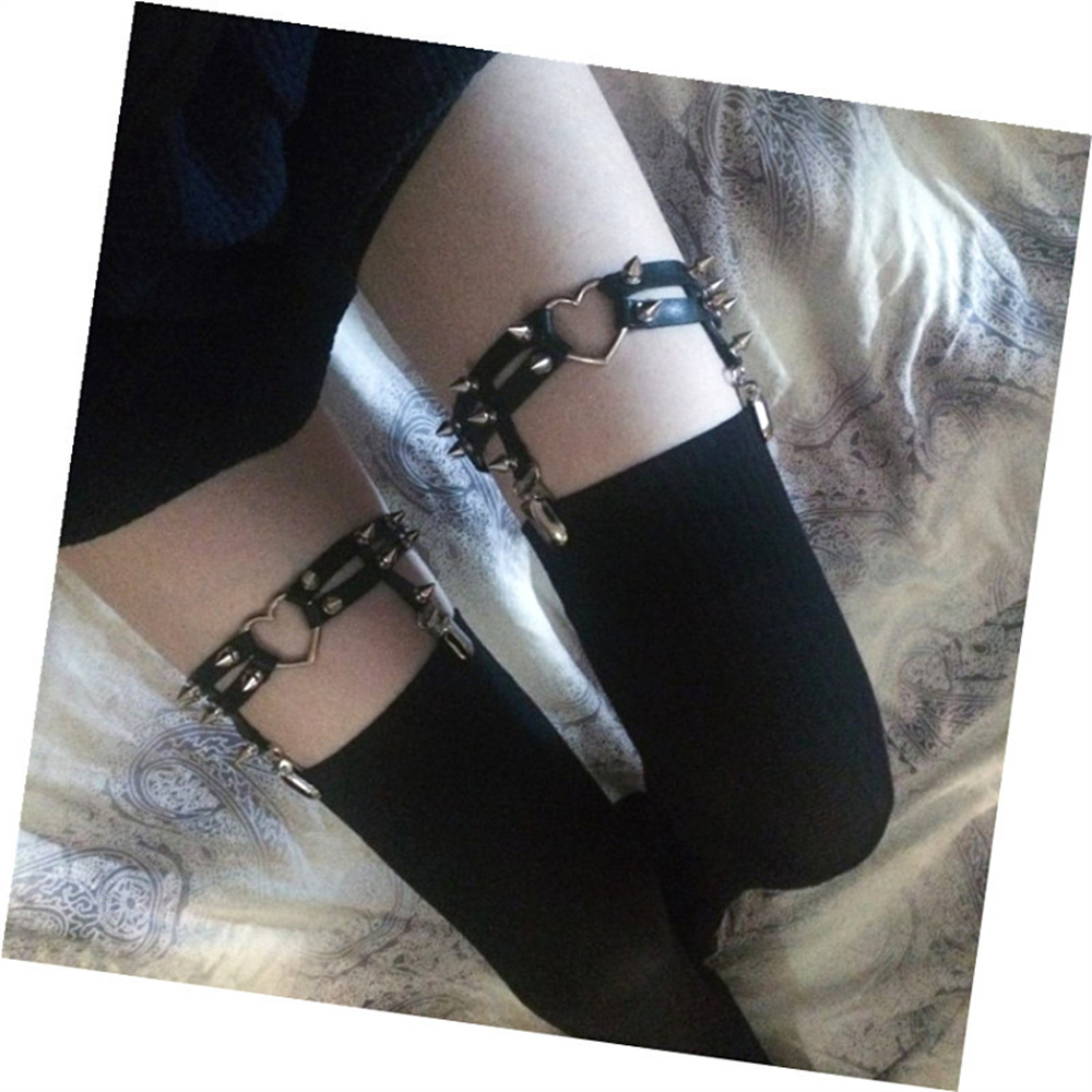 1Pcs 여성 펑크 고스 하트 PU 가죽 탄성 다리 반 - Body Jewelry For You 리뷰 및 가격