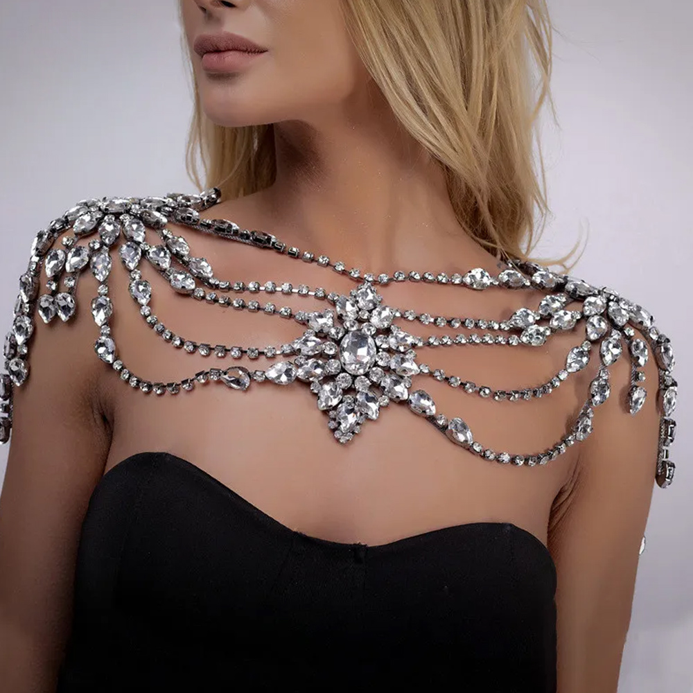 Boho 크리스탈 신부 어깨 체인 목걸이 Porm 란제 - Body Jewelry Necklace 리뷰 및 가격