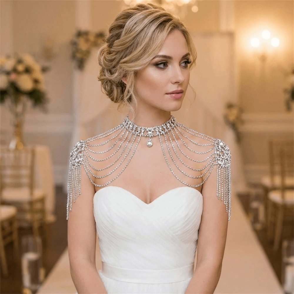고급스러운 디자인의 라인스톤 숄더 목걸이 우아한 골드/ - Body Jewelry Necklace 리뷰 및 가격