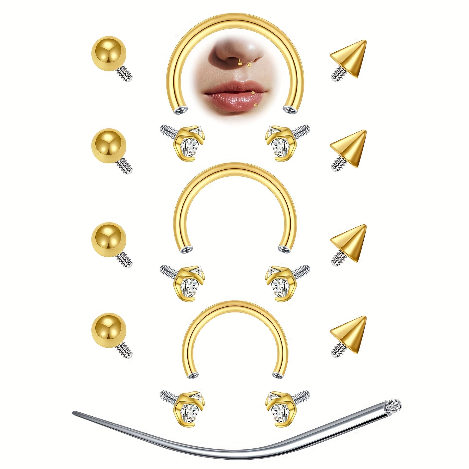 12개 16G 말굽형 셉텀 링 스테인리스 스틸 코 피어 - Body Jewelry Replacement Ball 리뷰 및 가격